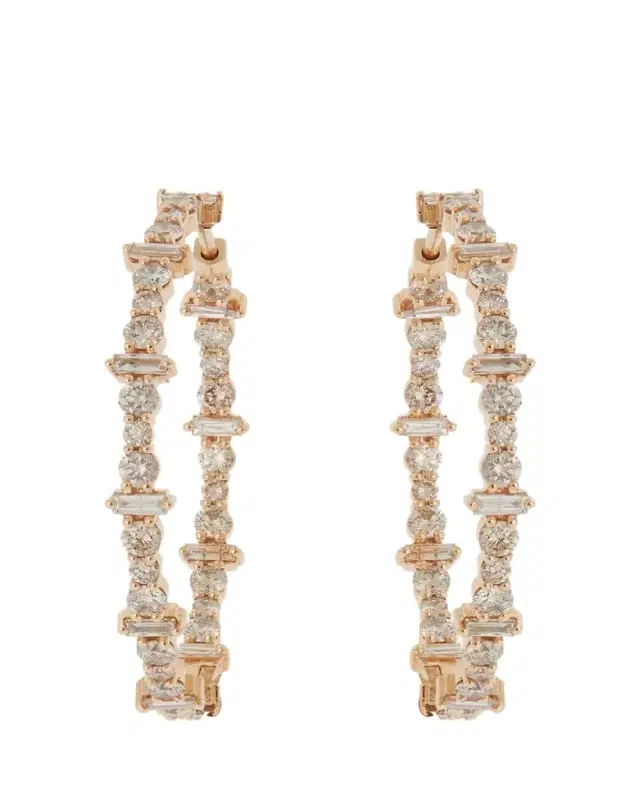 ILEANA MAKRI Champagne Diamond Inside Out Hoop Earrings in 18K Yellow Gold