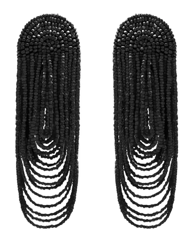 Oscar de la Renta Beaded Double Curtain Earrings
