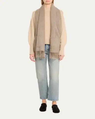 Alonpi Cashmere Fringe Trim Pocket Scarf | Thumbnail 2
