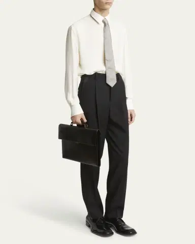 Saint Laurent Men's Smooth Leather Briefcase | Thumbnail 9