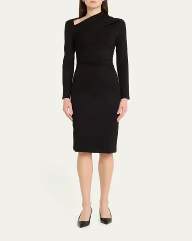 Giorgio Armani Asymmetric Long-Sleeve Jersey Dress | Thumbnail 6 Giorgio Armani Asymmetric Long-Sleeve Jersey Dress | Thumbnail 6