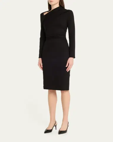 Giorgio Armani Asymmetric Long-Sleeve Jersey Dress | Thumbnail 8 Giorgio Armani Asymmetric Long-Sleeve Jersey Dress | Thumbnail 8