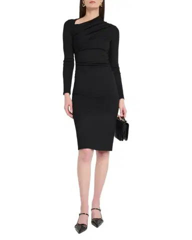Giorgio Armani Asymmetric Long-Sleeve Jersey Dress | Thumbnail 1 Giorgio Armani Asymmetric Long-Sleeve Jersey Dress | Thumbnail 1