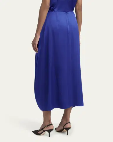 Giorgio Armani Double Silk Satin Pleated Midi Skirt | Thumbnail 3