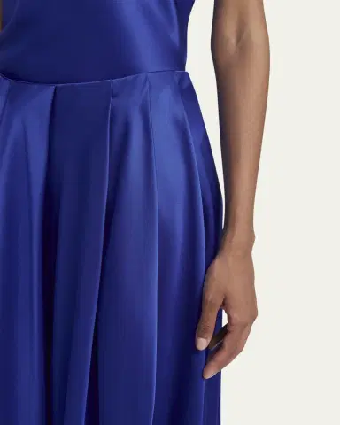 Giorgio Armani Double Silk Satin Pleated Midi Skirt | Thumbnail 5