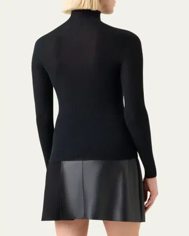 Akris Cashmere-Silk Fine Ribbed Knit Pullover | Thumbnail 3