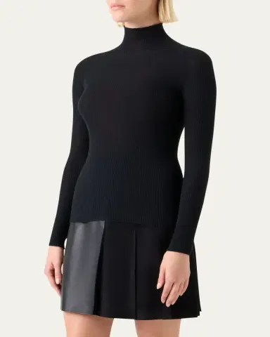 Akris Cashmere-Silk Fine Ribbed Knit Pullover | Thumbnail 4