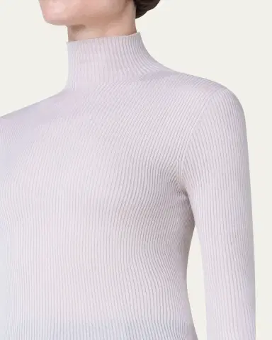 Akris Cashmere-Silk Fine Ribbed Knit Pullover | Thumbnail 9