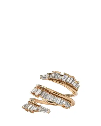 NAK ARMSTRONG 20K Recycled Rose Gold Triple Ruched Coil Diamond Ring | Thumbnail 1