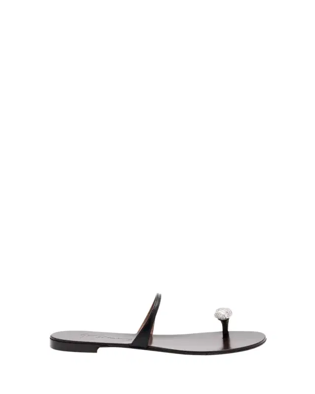 Giuseppe Zanotti Crystal Jewel Thin Strap Leather Sandals