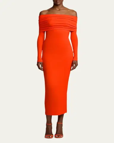 Ralph Lauren Collection Off-Shoulder Long Sleeve Dress | Thumbnail 2