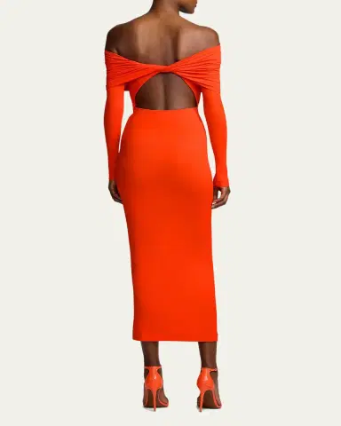 Ralph Lauren Collection Off-Shoulder Long Sleeve Dress | Thumbnail 3