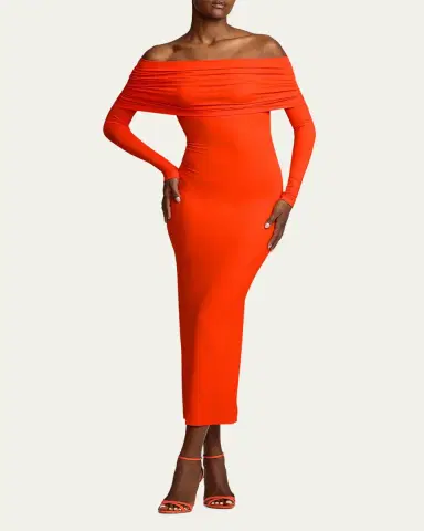 Ralph Lauren Collection Off-Shoulder Long Sleeve Dress | Thumbnail 4