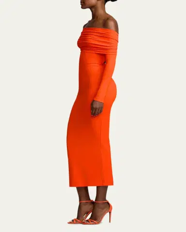 Ralph Lauren Collection Off-Shoulder Long Sleeve Dress | Thumbnail 5