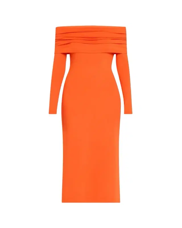 Ralph Lauren Collection Off-Shoulder Long Sleeve Dress