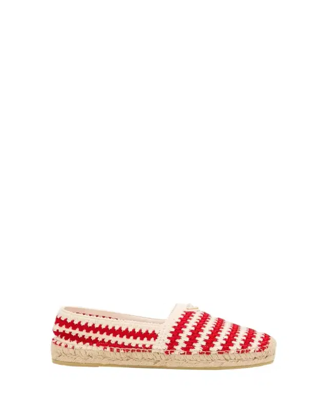 Striped Cotton Crochet Espadrilles