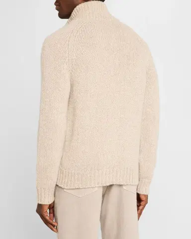 Brioni Men 's Cashmere Mouline Zip Sweater | Thumbnail 2