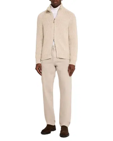 Brioni Men 's Cashmere Mouline Zip Sweater | Thumbnail 1