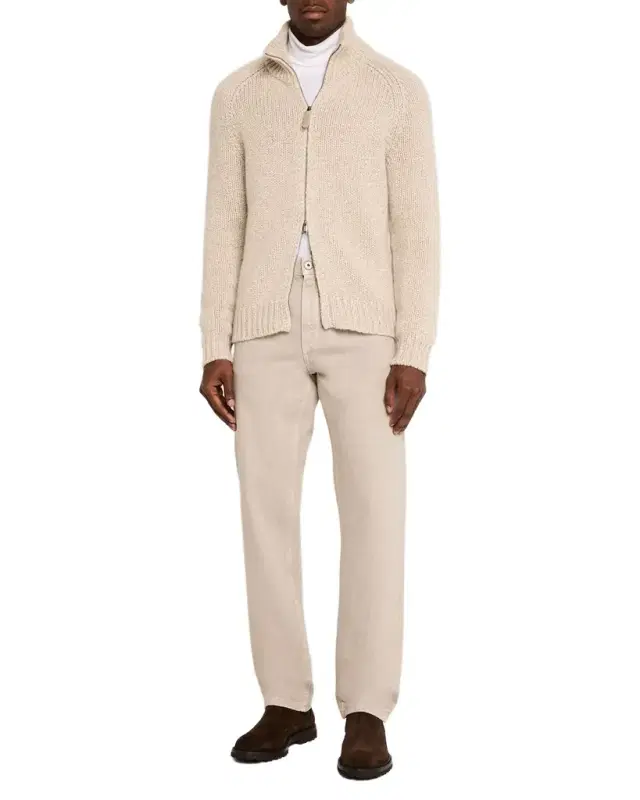 Men 's Cashmere Mouline Zip Sweater