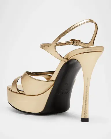 Saint Laurent Debbie Metallic Crisscross Platform Sandals | Thumbnail 2