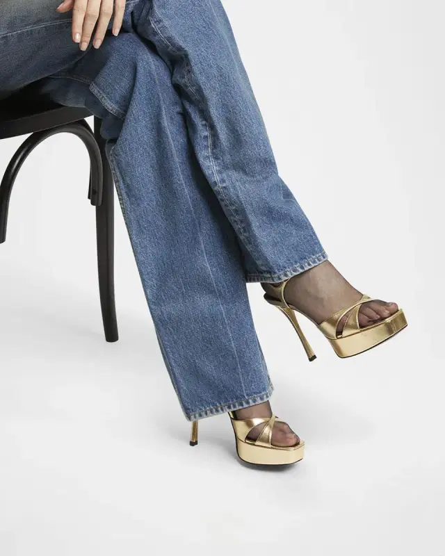 Debbie Metallic Crisscross Platform Sandals
