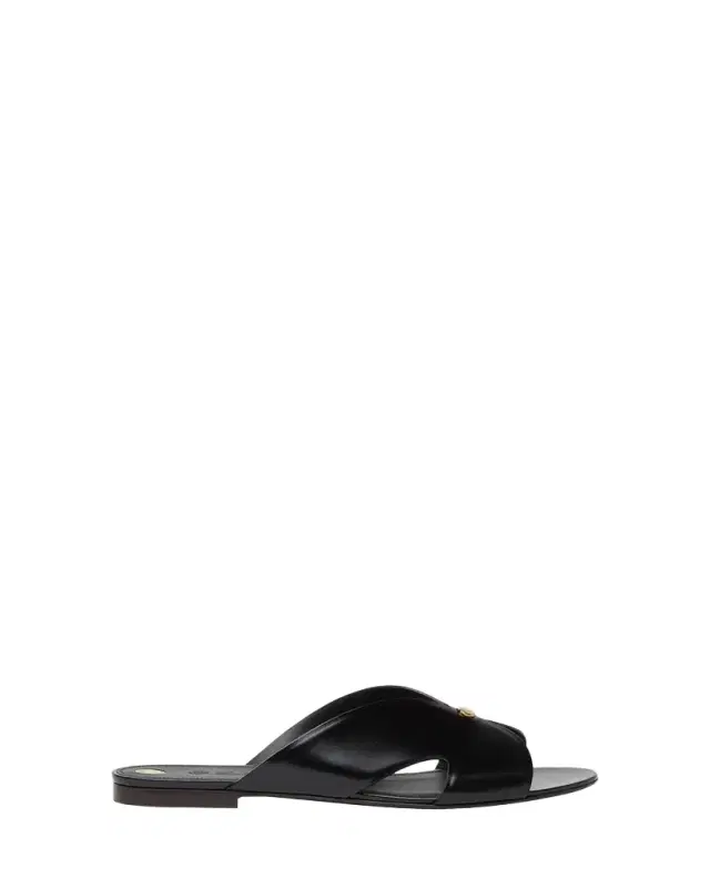 Vera Leather Flat Slide Sandals