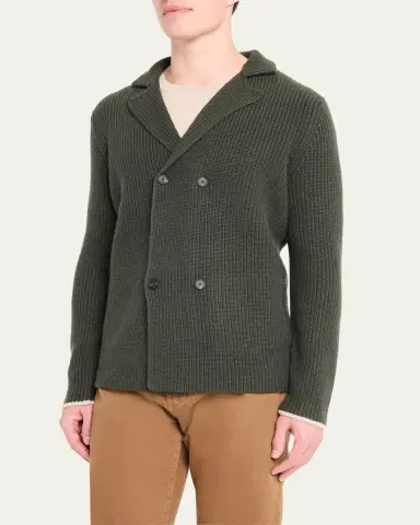 Bergdorf Goodman Men's Cashmere Rib Double-Breasted Jacket | Thumbnail 4 Bergdorf Goodman Men's Cashmere Rib Double-Breasted Jacket | Thumbnail 4