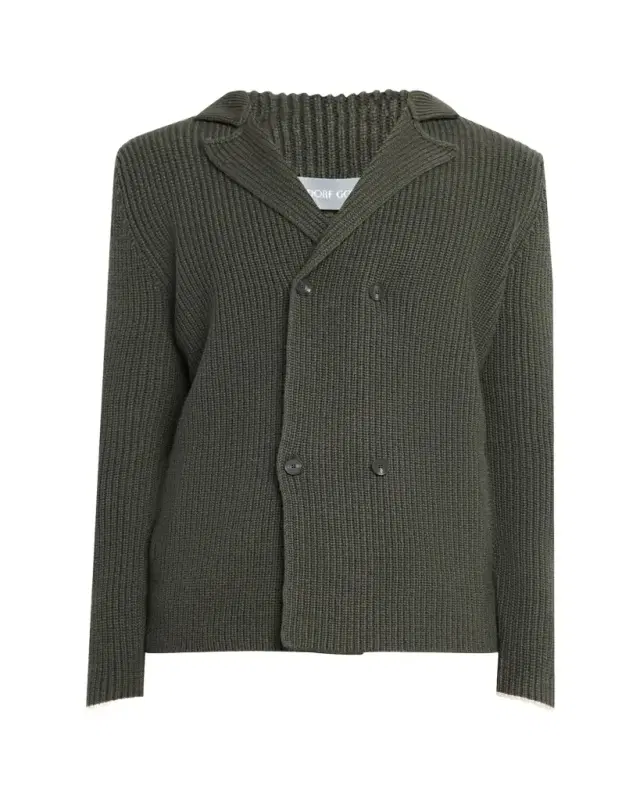 Men's Cashmere Rib Double-Breasted Jacket