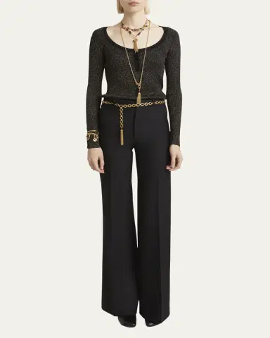 Chloé Flared Crepe Wool Trousers | Thumbnail 7