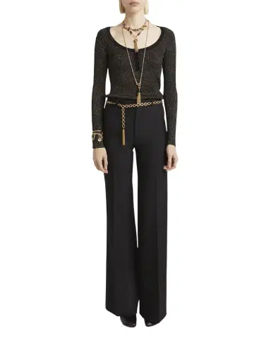 Chloé Flared Crepe Wool Trousers | Thumbnail 1