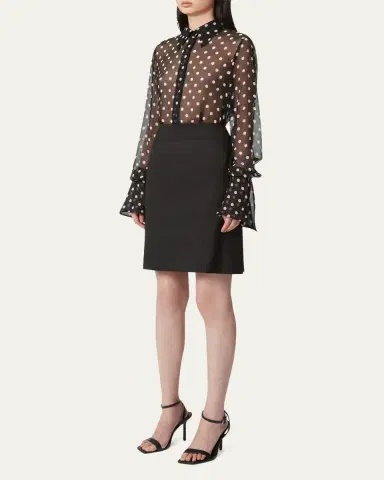 Nina Ricci Chiffon Polka Dot Bell Cuff Blouse | Thumbnail 4 Nina Ricci Chiffon Polka Dot Bell Cuff Blouse | Thumbnail 4