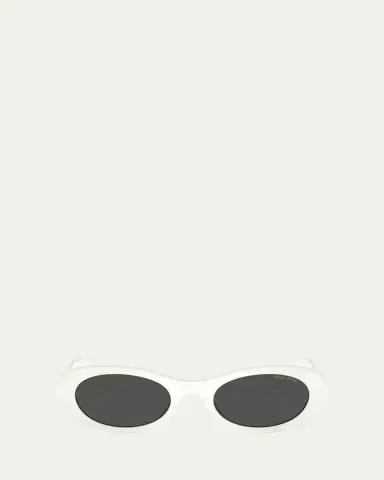 Miu Miu Logo Acetate Oval Sunglasses | Thumbnail 7