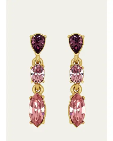 Oscar de la Renta Crystal Three-Drop Earrings | Thumbnail 1 Oscar de la Renta Crystal Three-Drop Earrings | Thumbnail 1