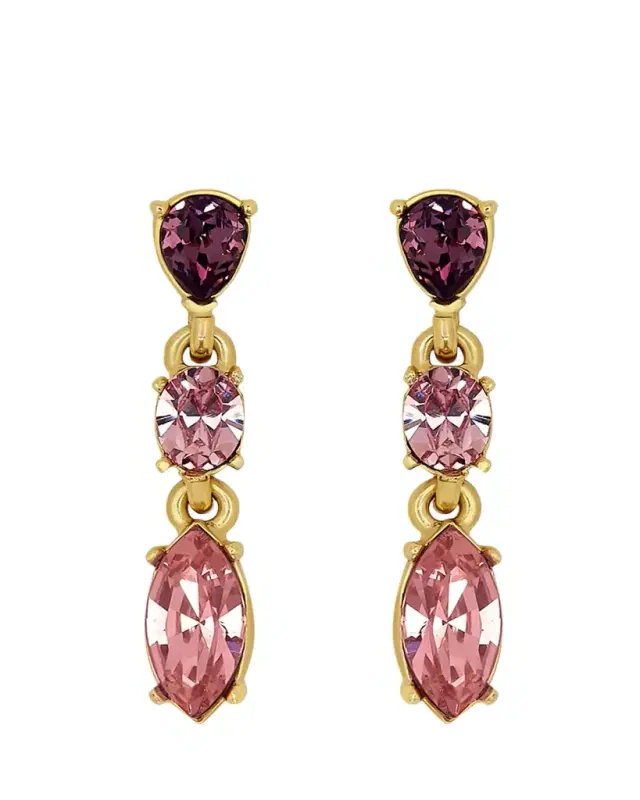Oscar de la Renta Crystal Three-Drop Earrings