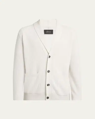 Brioni Men's Cashmere and Wool Ribbed Cardigan | Thumbnail 4