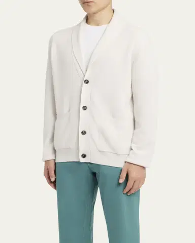 Brioni Men's Cashmere and Wool Ribbed Cardigan | Thumbnail 7