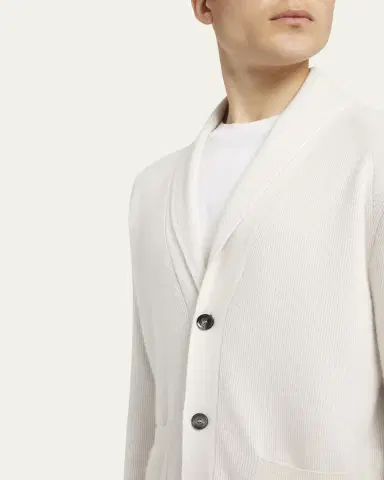 Brioni Men's Cashmere and Wool Ribbed Cardigan | Thumbnail 8