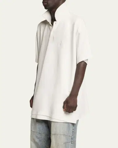 Balenciaga Men's Oversized Double-Layer Polo Shirt | Thumbnail 4 Balenciaga Men's Oversized Double-Layer Polo Shirt | Thumbnail 4