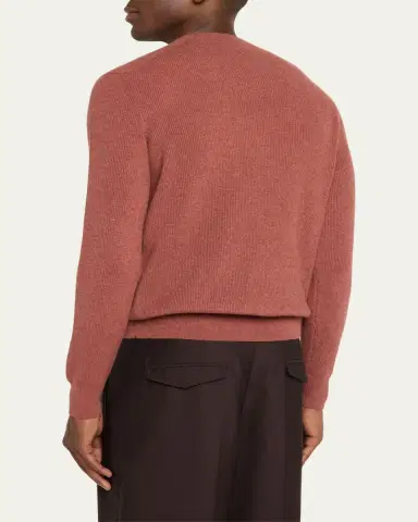 Fioroni Men's Cashmere English Rib Crewneck Sweater | Thumbnail 3 Fioroni Men's Cashmere English Rib Crewneck Sweater | Thumbnail 3