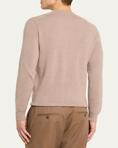 Fioroni Men's Cashmere English Rib Crewneck Sweater | Thumbnail 7 Fioroni Men's Cashmere English Rib Crewneck Sweater | Thumbnail 7