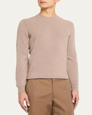 Fioroni Men's Cashmere English Rib Crewneck Sweater | Thumbnail 8 Fioroni Men's Cashmere English Rib Crewneck Sweater | Thumbnail 8