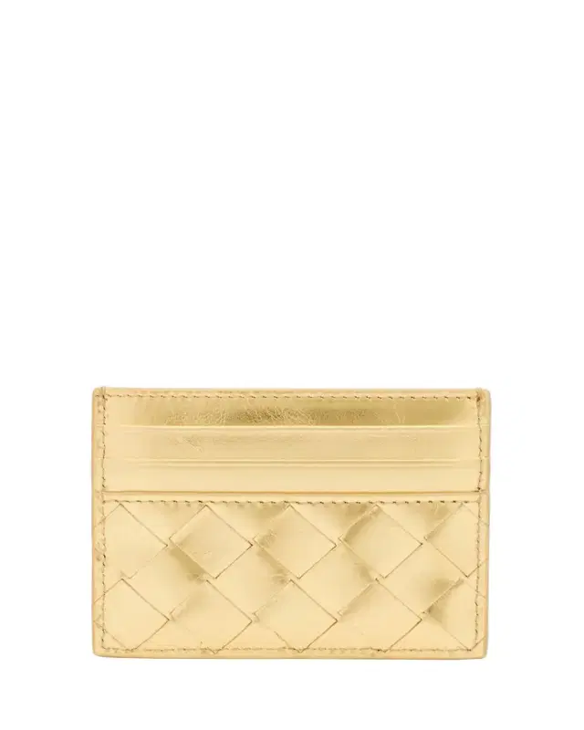 Bottega Veneta Intrecciato Metallic Leather Card Case