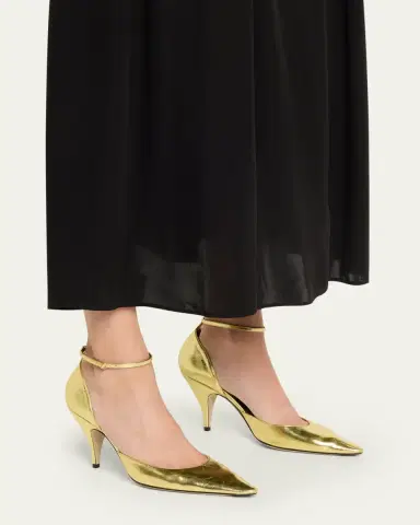 The Row Liisa Metallic D'Orsay Ankle-Strap Pumps | Thumbnail 2