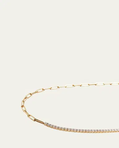 Kendall Row 14K Yellow Gold Half Tennis Half Paperclip Necklace, 16.5"L | Thumbnail 4 Kendall Row 14K Yellow Gold Half Tennis Half Paperclip Necklace, 16.5"L | Thumbnail 4