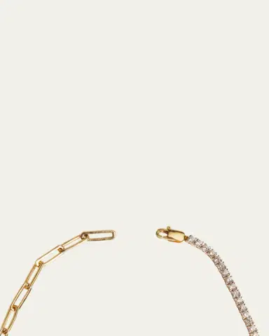 Kendall Row 14K Yellow Gold Half Tennis Half Paperclip Necklace, 16.5"L | Thumbnail 5 Kendall Row 14K Yellow Gold Half Tennis Half Paperclip Necklace, 16.5"L | Thumbnail 5