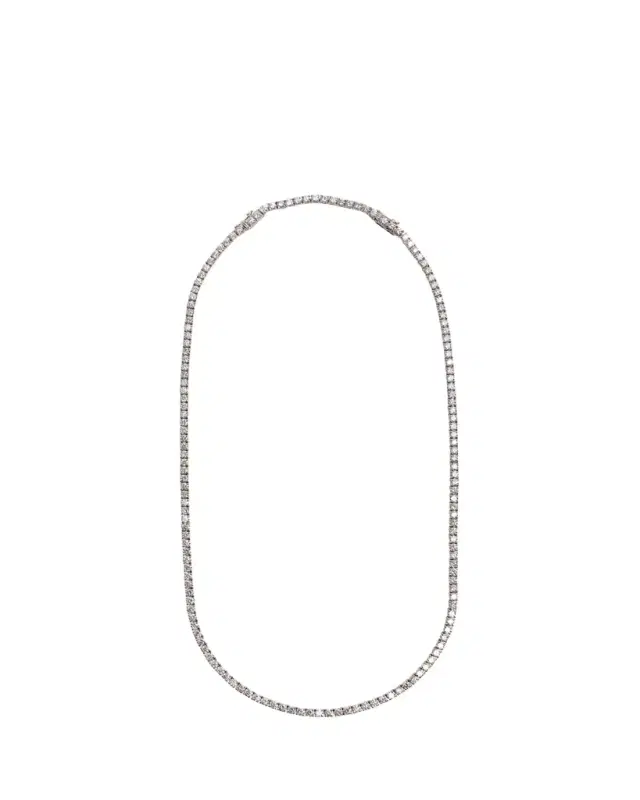 14K White Gold Medium Round Lab Diamond Tennis Necklace, 16-18"L, 12tcw