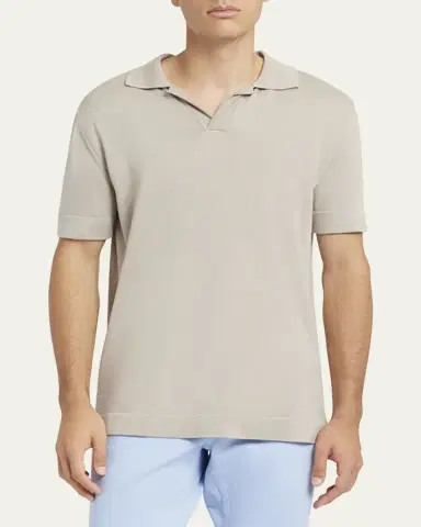 Brioni Men's Cotton-Silk Johnny Collar Polo Sweater | Thumbnail 2 Brioni Men's Cotton-Silk Johnny Collar Polo Sweater | Thumbnail 2
