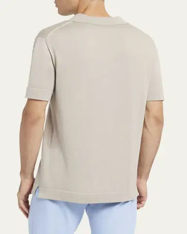 Brioni Men's Cotton-Silk Johnny Collar Polo Sweater | Thumbnail 3 Brioni Men's Cotton-Silk Johnny Collar Polo Sweater | Thumbnail 3