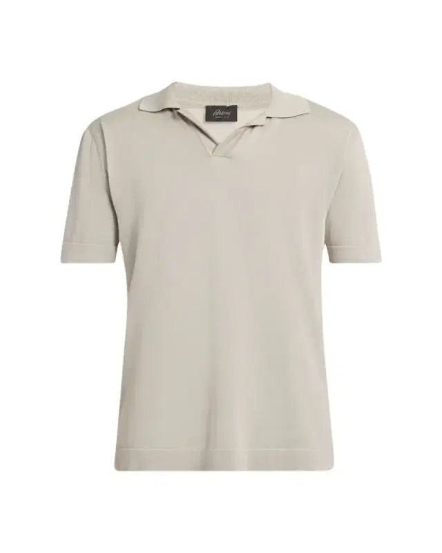 Brioni Men's Cotton-Silk Johnny Collar Polo Sweater
