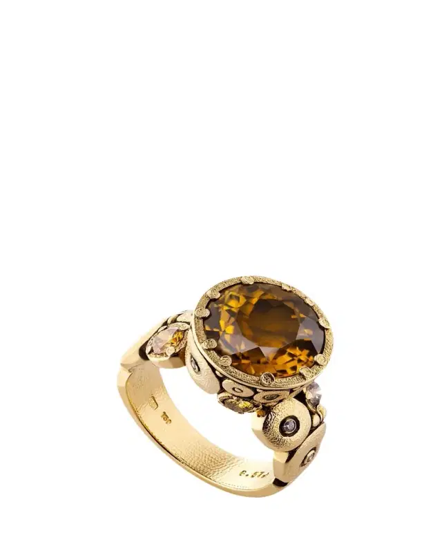 Orchard 18K Yellow Gold Ring with Tourmaline and Diamonds